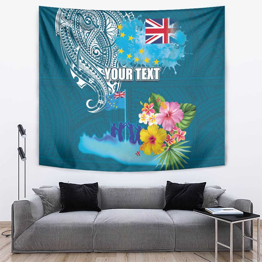 Personalised Tuvalu Independence Day Tapestry Tuvaluan Tribal Flag Style