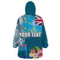 Personalised Tuvalu Independence Day Wearable Blanket Hoodie Tuvaluan Tribal Flag Style LT03 - Polynesian Pride