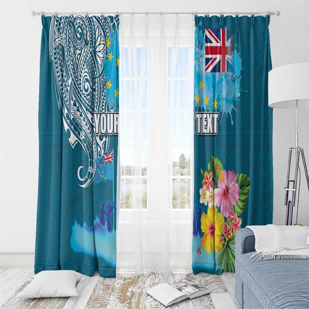 Personalised Tuvalu Independence Day Window Curtain Tuvaluan Tribal Flag Style LT03 - Polynesian Pride