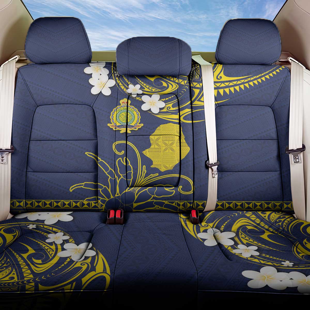 Niue Independence Day Back Car Seat Cover Hiapo Pattern Fiti Pua and Uga