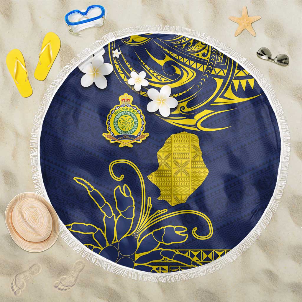 Niue Independence Day Beach Blanket Hiapo Pattern Fiti Pua and Uga