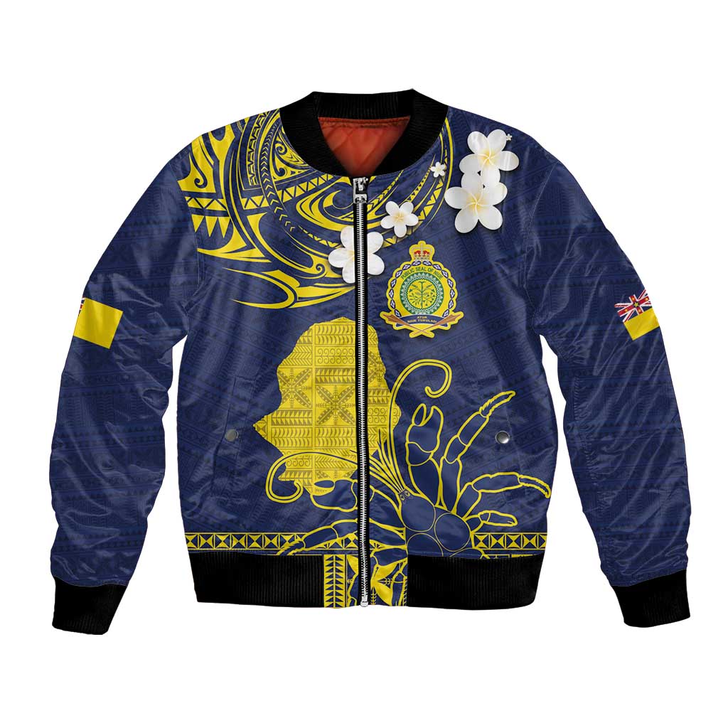 Niue Independence Day Bomber Jacket Hiapo Pattern Fiti Pua and Uga