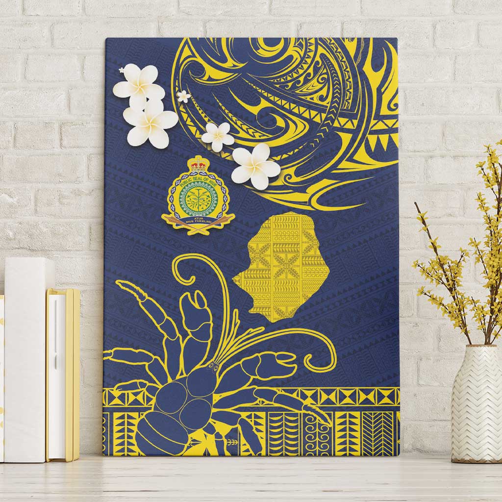 Niue Independence Day Canvas Wall Art Hiapo Pattern Fiti Pua and Uga LT03 Without Frame Yellow - Polynesian Pride