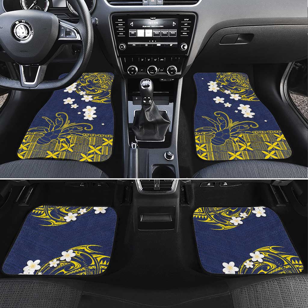 Niue Independence Day Car Mats Hiapo Pattern Fiti Pua and Uga LT03 Set 4pcs Yellow - Polynesian Pride