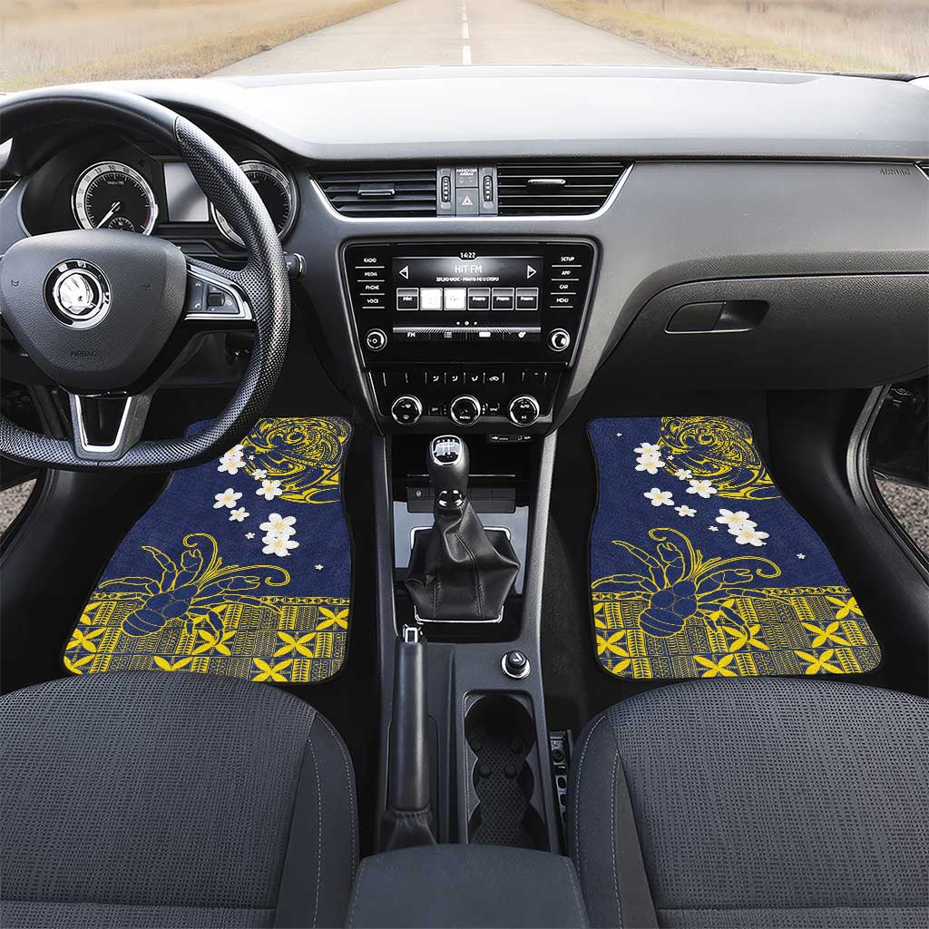 Niue Independence Day Car Mats Hiapo Pattern Fiti Pua and Uga LT03 Set 2pcs - Front Yellow - Polynesian Pride