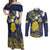 Niue Independence Day Couples Matching Off Shoulder Maxi Dress and Long Sleeve Button Shirt Hiapo Pattern Fiti Pua and Uga