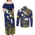 Niue Independence Day Couples Matching Off Shoulder Maxi Dress and Long Sleeve Button Shirt Hiapo Pattern Fiti Pua and Uga