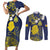 Niue Independence Day Couples Matching Short Sleeve Bodycon Dress and Long Sleeve Button Shirt Hiapo Pattern Fiti Pua and Uga