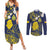 Niue Independence Day Couples Matching Summer Maxi Dress and Long Sleeve Button Shirt Hiapo Pattern Fiti Pua and Uga