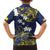 Niue Independence Day Family Matching Off Shoulder Short Dress and Hawaiian Shirt Hiapo Pattern Fiti Pua and Uga