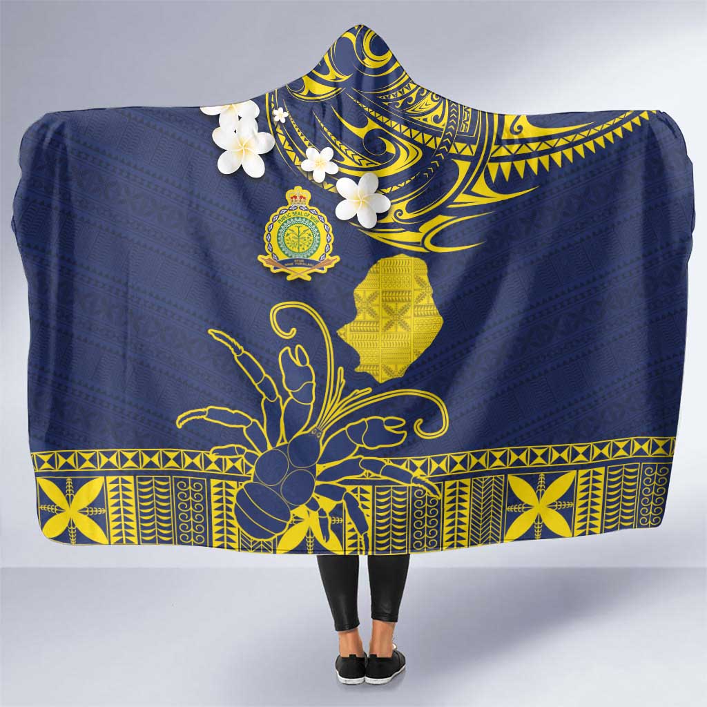 Niue Independence Day Hooded Blanket Hiapo Pattern Fiti Pua and Uga LT03 One Size Yellow - Polynesian Pride