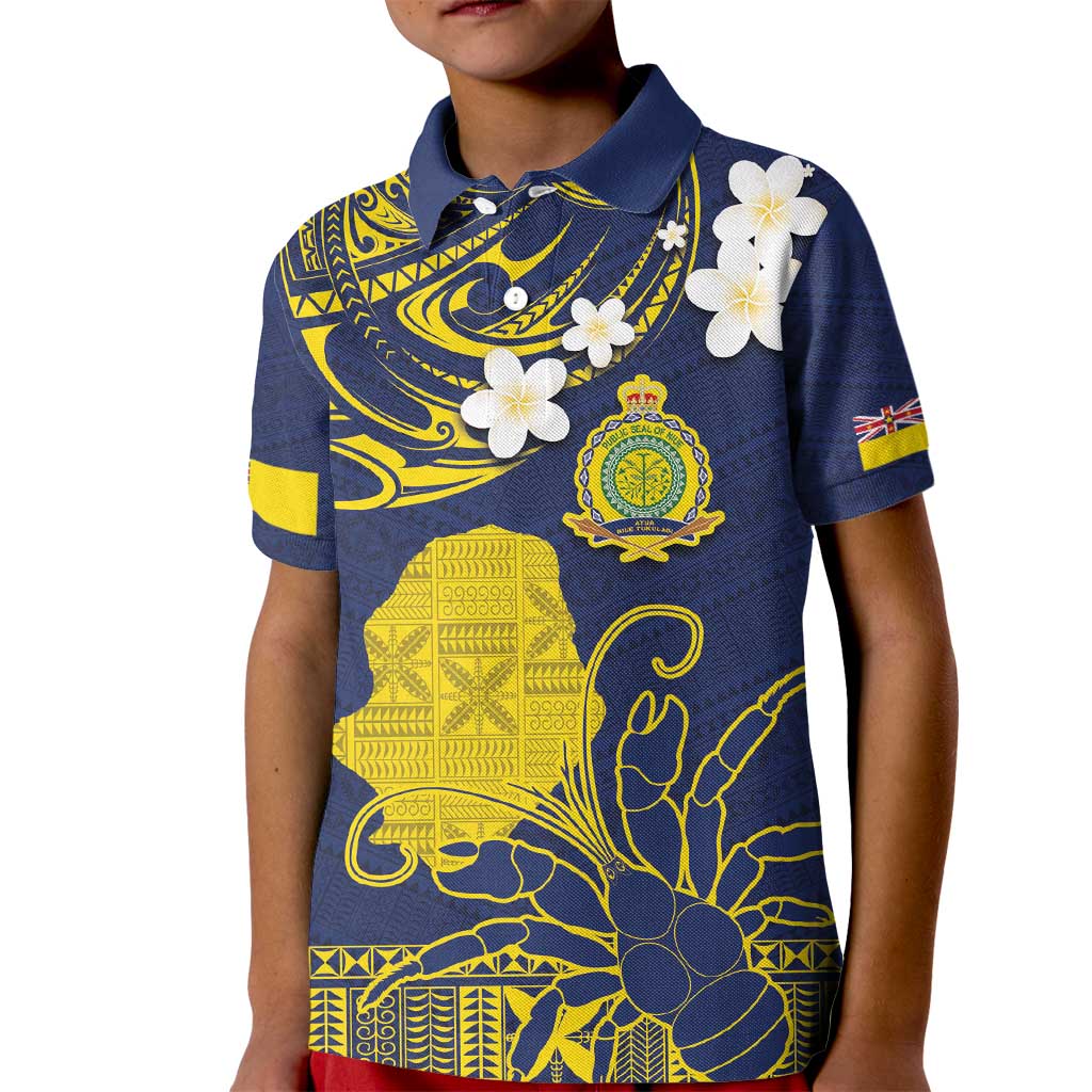 Niue Independence Day Kid Polo Shirt Hiapo Pattern Fiti Pua and Uga