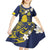 Niue Independence Day Kid Short Sleeve Dress Hiapo Pattern Fiti Pua and Uga