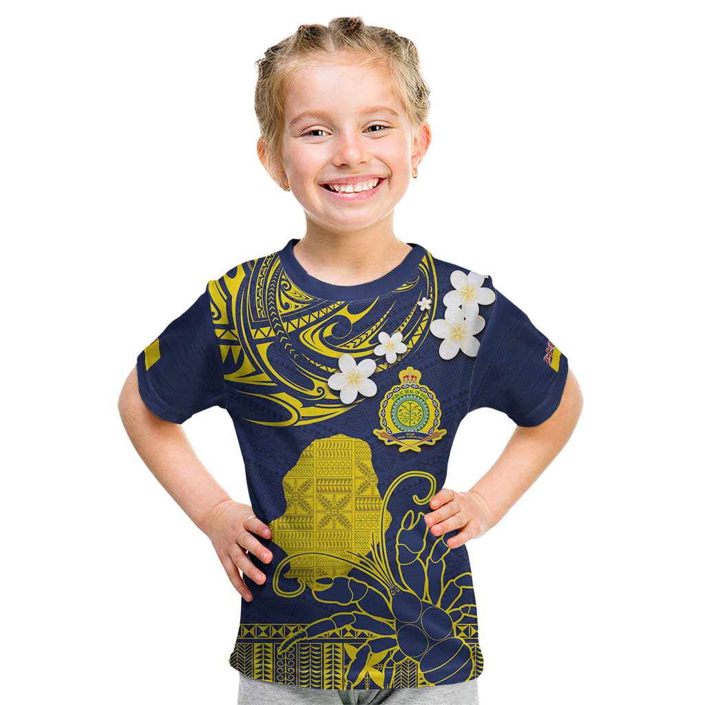 Niue Independence Day Kid T Shirt Hiapo Pattern Fiti Pua and Uga