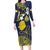 Niue Independence Day Long Sleeve Bodycon Dress Hiapo Pattern Fiti Pua and Uga