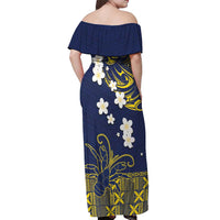 Niue Independence Day Off Shoulder Maxi Dress Hiapo Pattern Fiti Pua and Uga