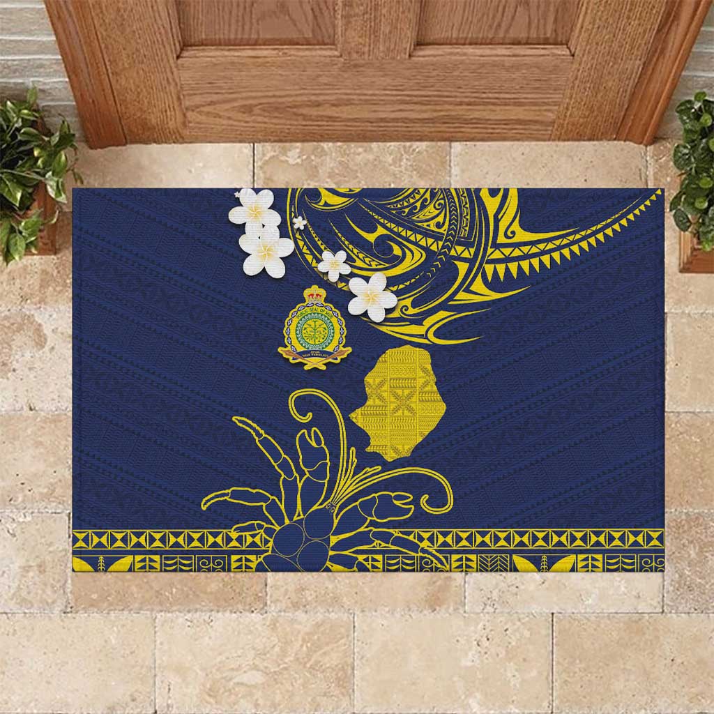 Niue Independence Day Rubber Doormat Hiapo Pattern Fiti Pua and Uga LT03 Yellow - Polynesian Pride