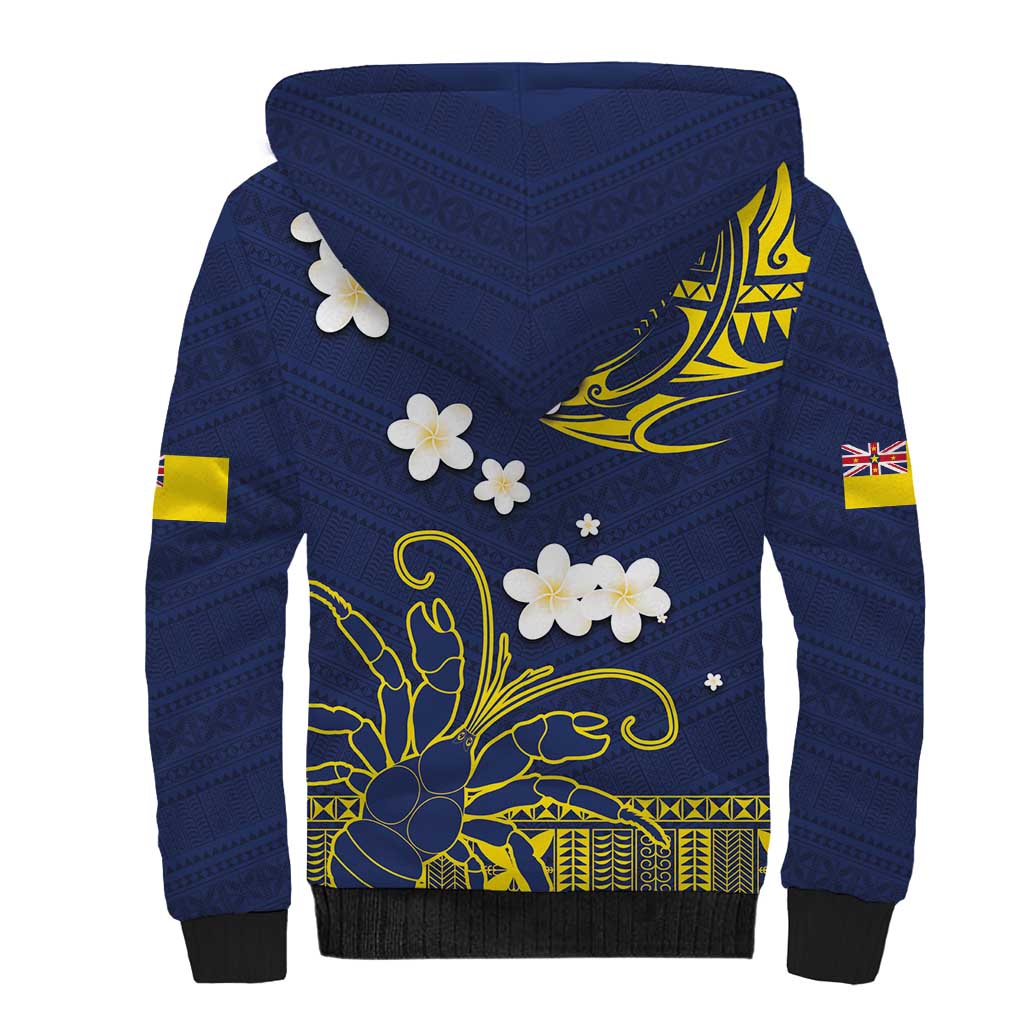 Niue Independence Day Sherpa Hoodie Hiapo Pattern Fiti Pua and Uga LT03 - Polynesian Pride
