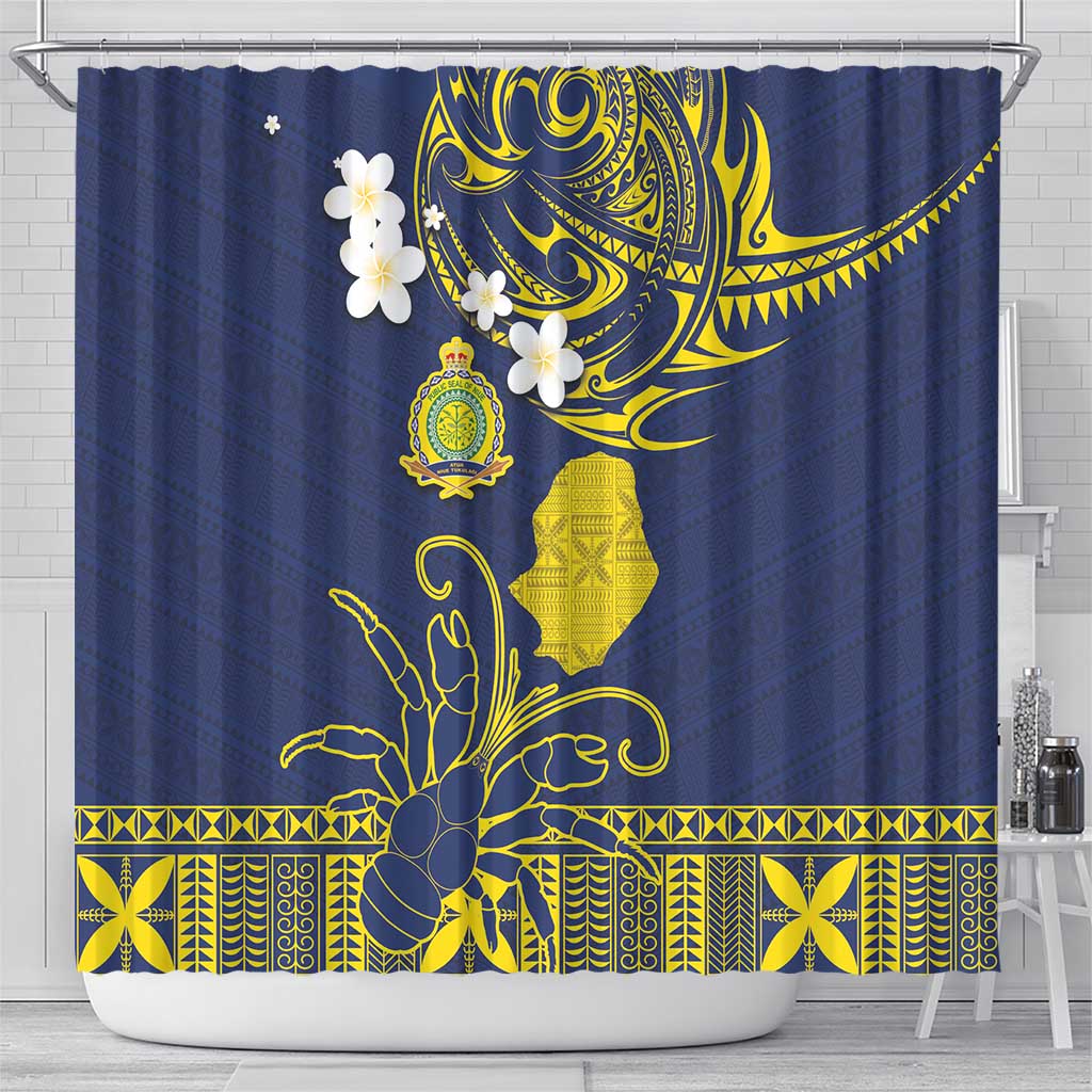 Niue Independence Day Shower Curtain Hiapo Pattern Fiti Pua and Uga