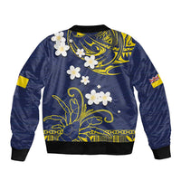 Niue Independence Day Sleeve Zip Bomber Jacket Hiapo Pattern Fiti Pua and Uga LT03 - Polynesian Pride