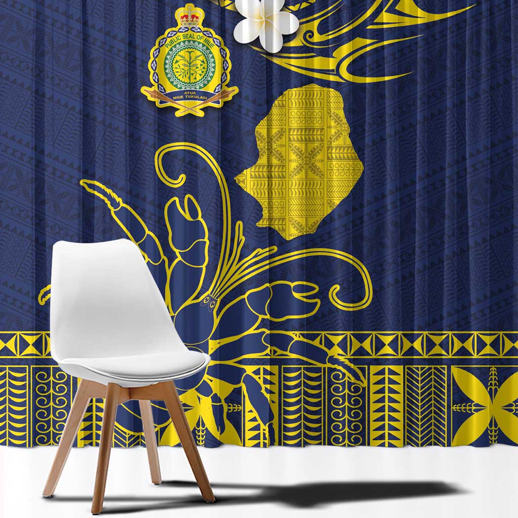 Niue Independence Day Window Curtain Hiapo Pattern Fiti Pua and Uga LT03 - Polynesian Pride