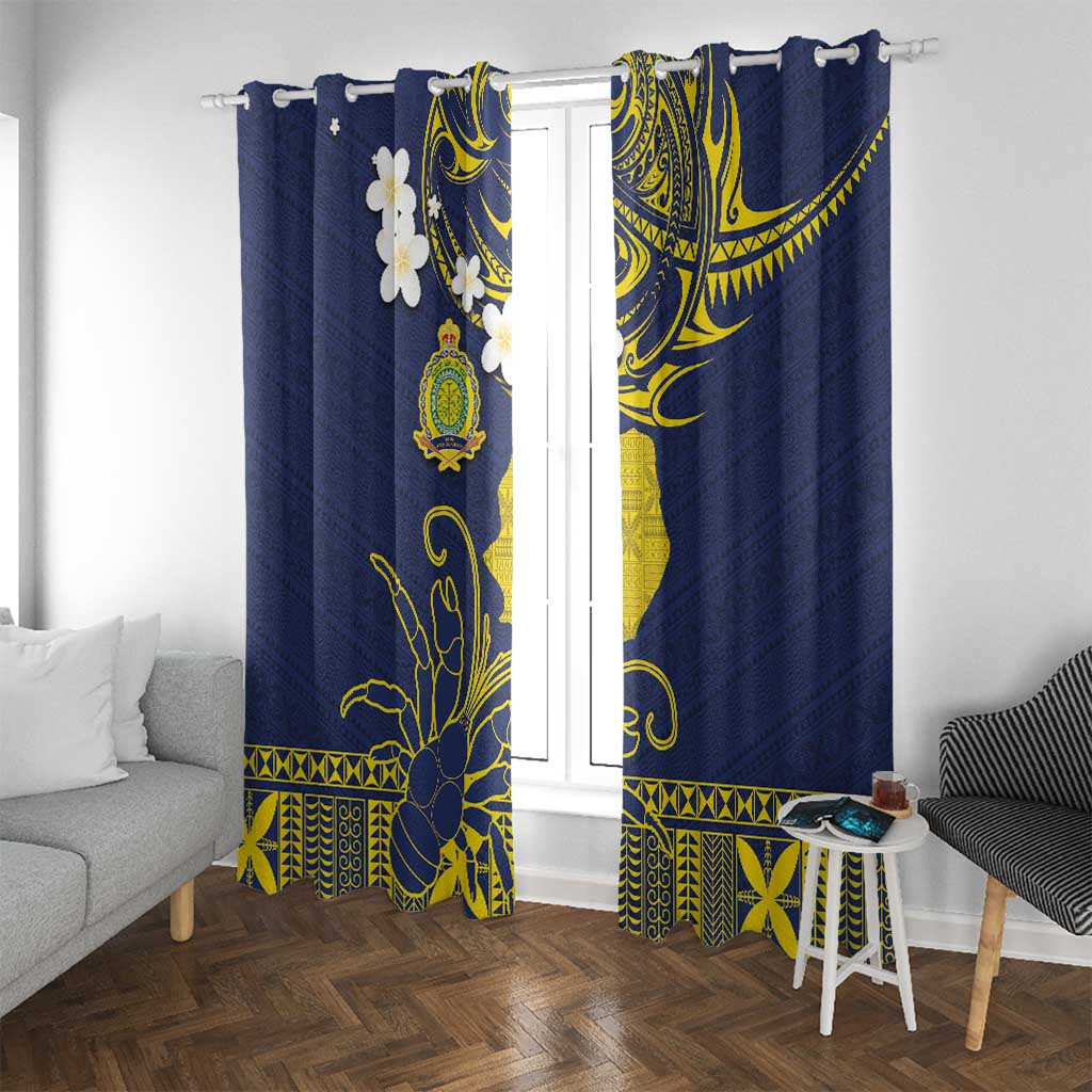 Niue Independence Day Window Curtain Hiapo Pattern Fiti Pua and Uga LT03 With Grommets Yellow - Polynesian Pride