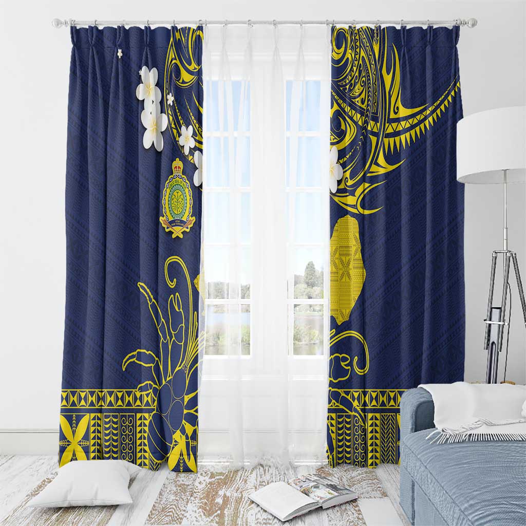 Niue Independence Day Window Curtain Hiapo Pattern Fiti Pua and Uga LT03 - Polynesian Pride