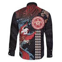 Hawaii and Japanese Together Family Matching Mermaid Dress and Hawaiian Shirt Koi Fish and Kakau Pattern