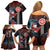 Hawaii and Japanese Together Family Matching Off Shoulder Short Dress and Hawaiian Shirt Koi Fish and Kakau Pattern