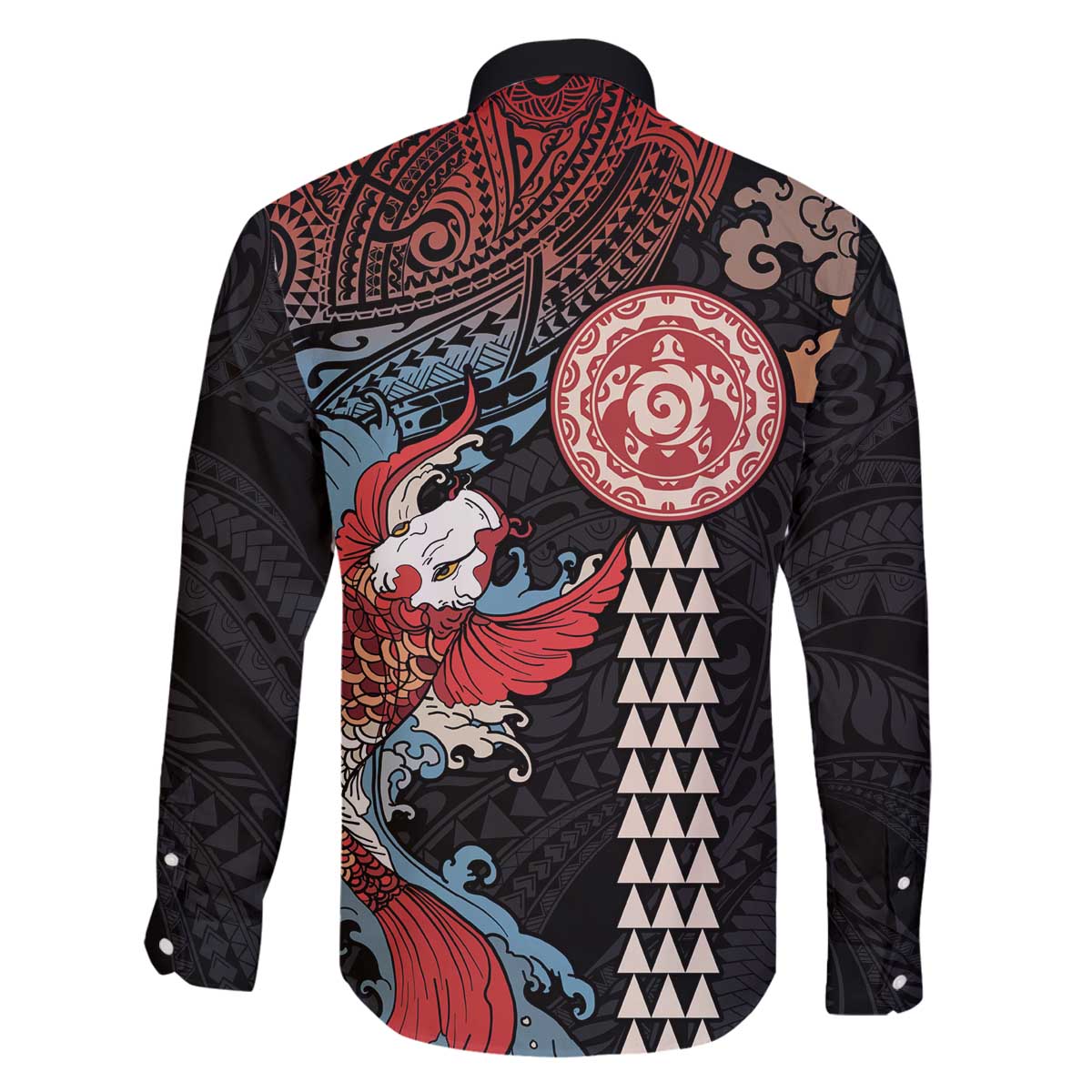 Hawaii and Japanese Together Family Matching Puletasi and Hawaiian Shirt Koi Fish and Kakau Pattern