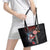 Hawaii and Japanese Together Leather Tote Bag Koi Fish and Kakau Pattern