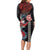 Hawaii and Japanese Together Long Sleeve Bodycon Dress Koi Fish and Kakau Pattern