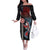 Hawaii and Japanese Together Off The Shoulder Long Sleeve Dress Koi Fish and Kakau Pattern