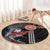 Hawaii and Japanese Together Round Carpet Koi Fish and Kakau Pattern