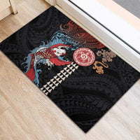 Hawaii and Japanese Together Rubber Doormat Koi Fish and Kakau Pattern