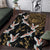 Hawaii and Japanese Together Area Rug Cranes Birds with Kakau Pattern