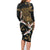 Hawaii and Japanese Together Family Matching Long Sleeve Bodycon Dress and Hawaiian Shirt Cranes Birds with Kakau Pattern