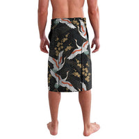 Hawaii and Japanese Together Lavalava Cranes Birds with Kakau Pattern