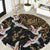 Hawaii and Japanese Together Round Carpet Cranes Birds with Kakau Pattern