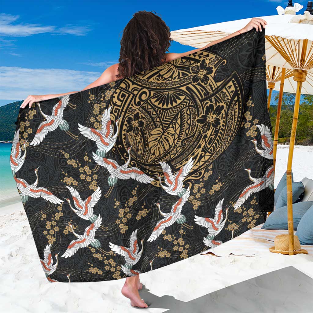 Hawaii and Japanese Together Sarong Cranes Birds with Kakau Pattern