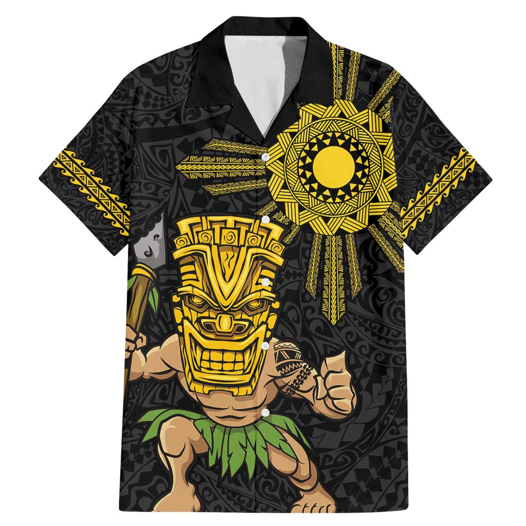 Hawaii and Philippines Together Family Matching Mermaid Dress and Hawaiian Shirt Warrior Tiki Mask and Filipino Sun Polynesian Style