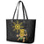 Hawaii and Philippines Together Leather Tote Bag Warrior Tiki Mask and Filipino Sun Polynesian Style