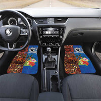 Fiji and Australia Together Car Mats Fijian Tapa Plants with Kangaroo and Aboriginal - Polynesian Pride