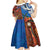 Fiji and Australia Together Kid Short Sleeve Dress Fijian Tapa Plants with Kangaroo and Aboriginal - Polynesian Pride