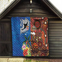 Fiji and Australia Together Quilt Fijian Tapa Plants with Kangaroo and Aboriginal - Polynesian Pride