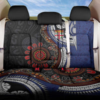 Fiji and Australia Together Back Car Seat Cover Kangaroo Aboriginal with Tribal Tapa Hibiscus Half Style - Polynesian Pride