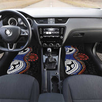 Fiji and Australia Together Car Mats Kangaroo Aboriginal with Tribal Tapa Hibiscus Half Style - Polynesian Pride