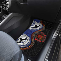 Fiji and Australia Together Car Mats Kangaroo Aboriginal with Tribal Tapa Hibiscus Half Style - Polynesian Pride