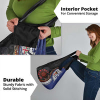 Fiji and Australia Together Grocery Bag Kangaroo Aboriginal with Tribal Tapa Hibiscus Half Style - Polynesian Pride