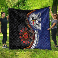 Fiji and Australia Together Quilt Kangaroo Aboriginal with Tribal Tapa Hibiscus Half Style - Polynesian Pride